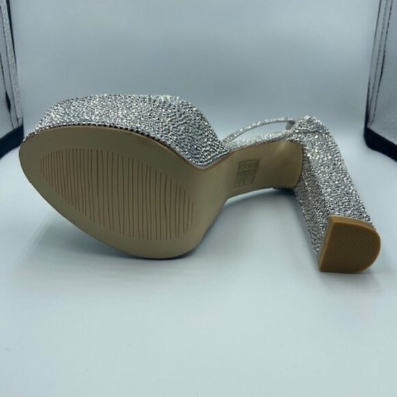 FIFSY Women Rhinestone Platform Chunky High Heels Sandals Open Toe Ankle… - Picture 4 of 5